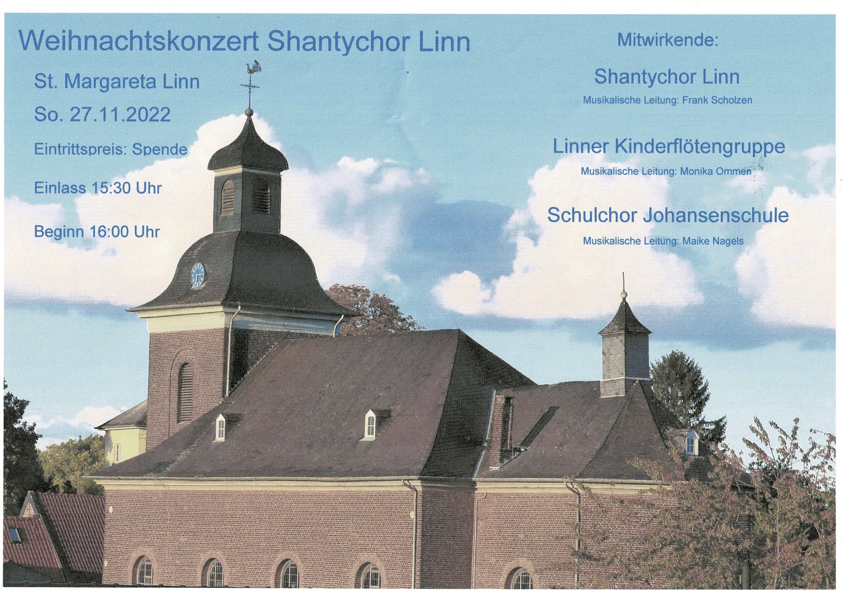 Weihnachtskozert Shantychor Linn 2022 (c) St. Nikolaus Krefeld