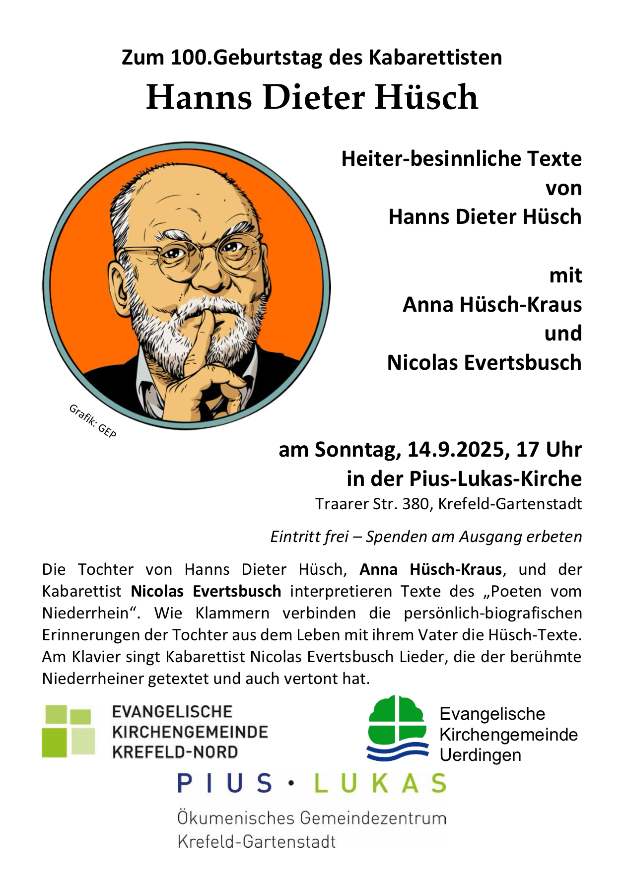 Hüsch-Veranstaltung 2025 Pius-Lukas (c) Ev. Kirchengemeinden Krefeld-Nord und Uerdingen